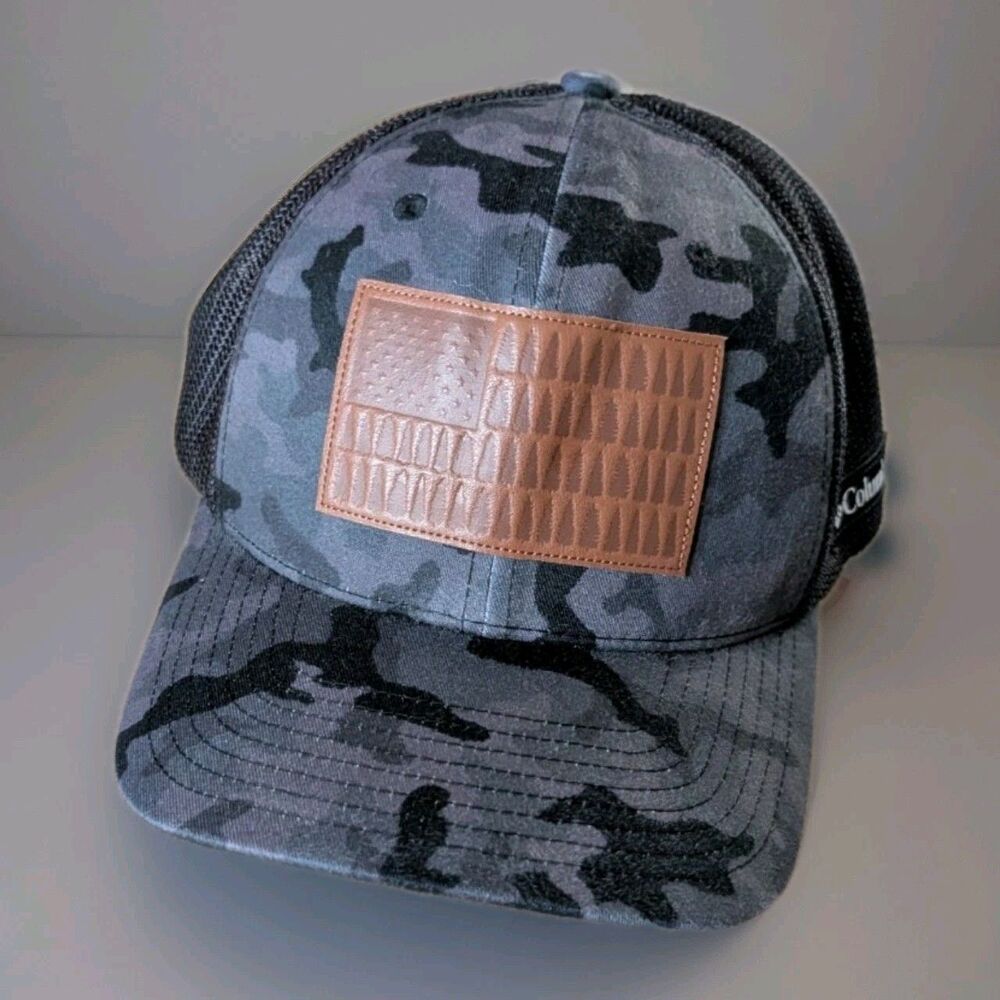 Columbia Mesh Tree Flag Ball Cap High Crown Black Camo